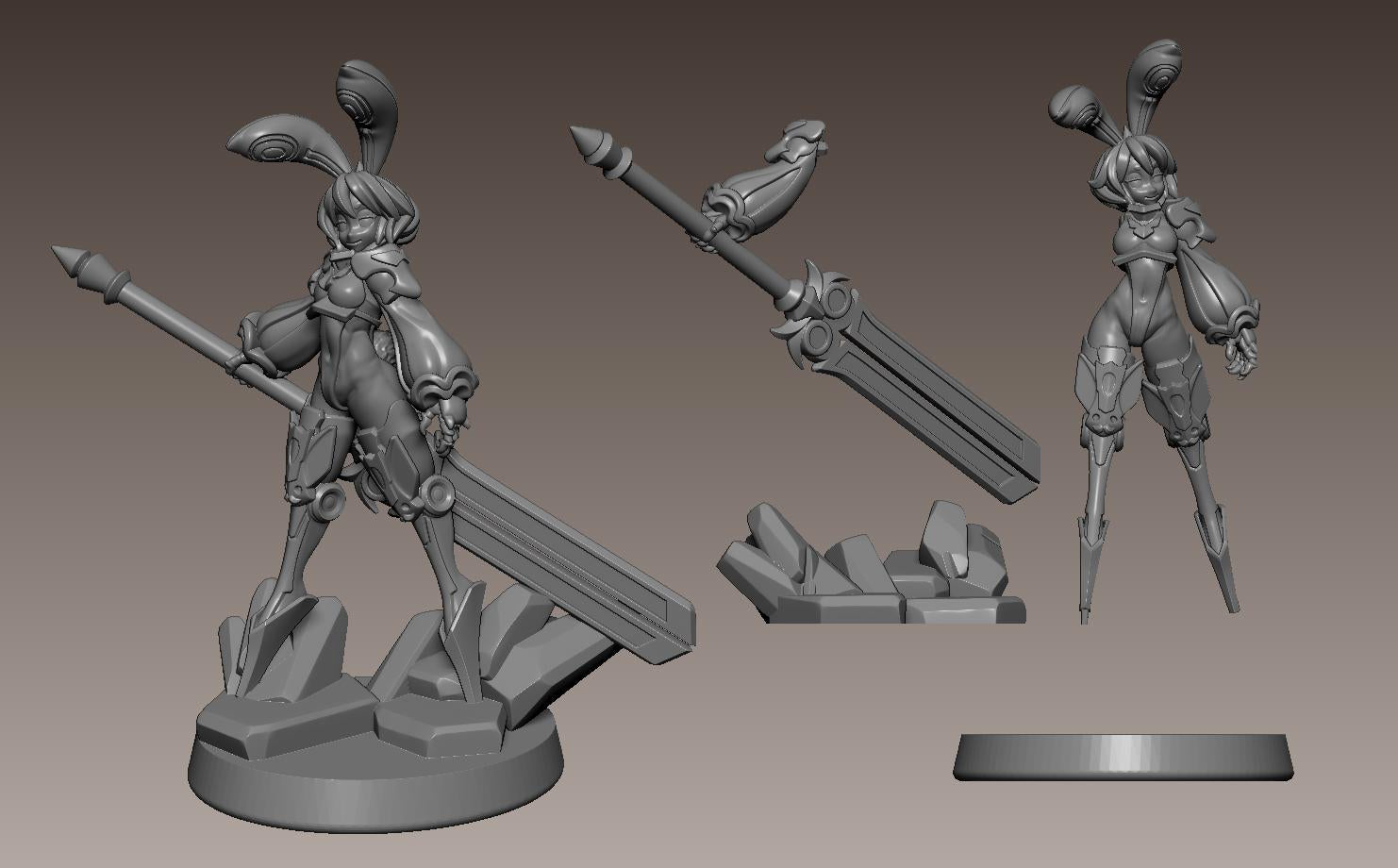 Lunar Hop Knight Miniature - 28mm / 32mm / 36mm / 75mm - LPOMC - Unpainted Resin Printed Figure for D&D, TTRPGs, and Board Games