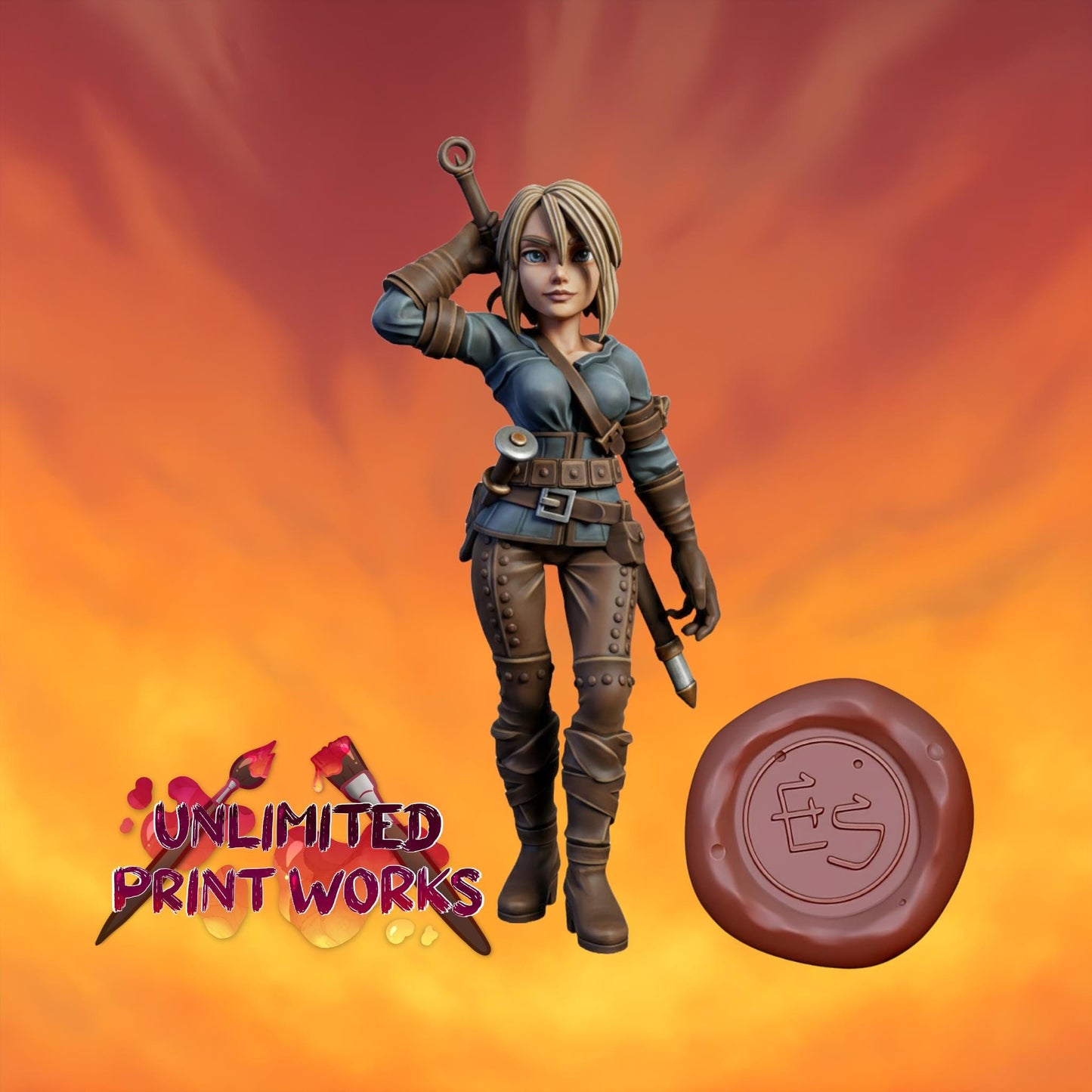 Huntress Miniature - 28mm / 32mm / 36mm / 75mm - Ethan Savage Studios - Unpainted Resin Printed Figure for D&D, TTRPGs, and Board Games