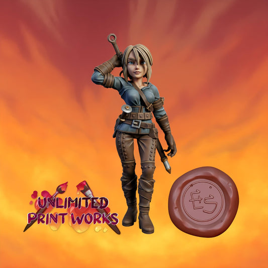 Huntress Miniature - 28mm / 32mm / 36mm / 75mm - Ethan Savage Studios - Unpainted Resin Printed Figure for D&D, TTRPGs, and Board Games
