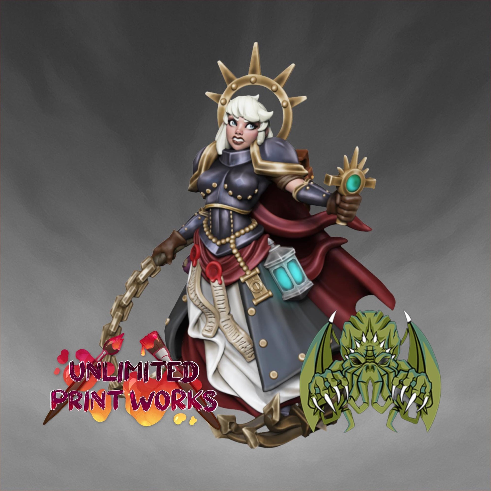 Aurelia the War Cleric Miniature - Miniatures of Madness - 28mm / 32mm / 36mm / Bust / Diorama - Unpainted Miniature for TTRPGs and Games