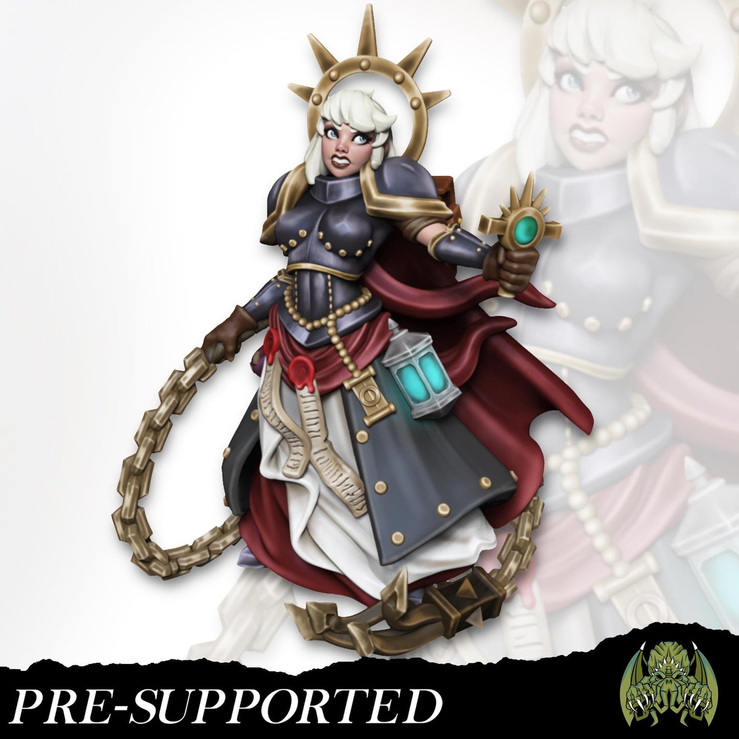 Aurelia the War Cleric Miniature - Miniatures of Madness - 28mm / 32mm / 36mm / Bust / Diorama - Unpainted Miniature for TTRPGs and Games