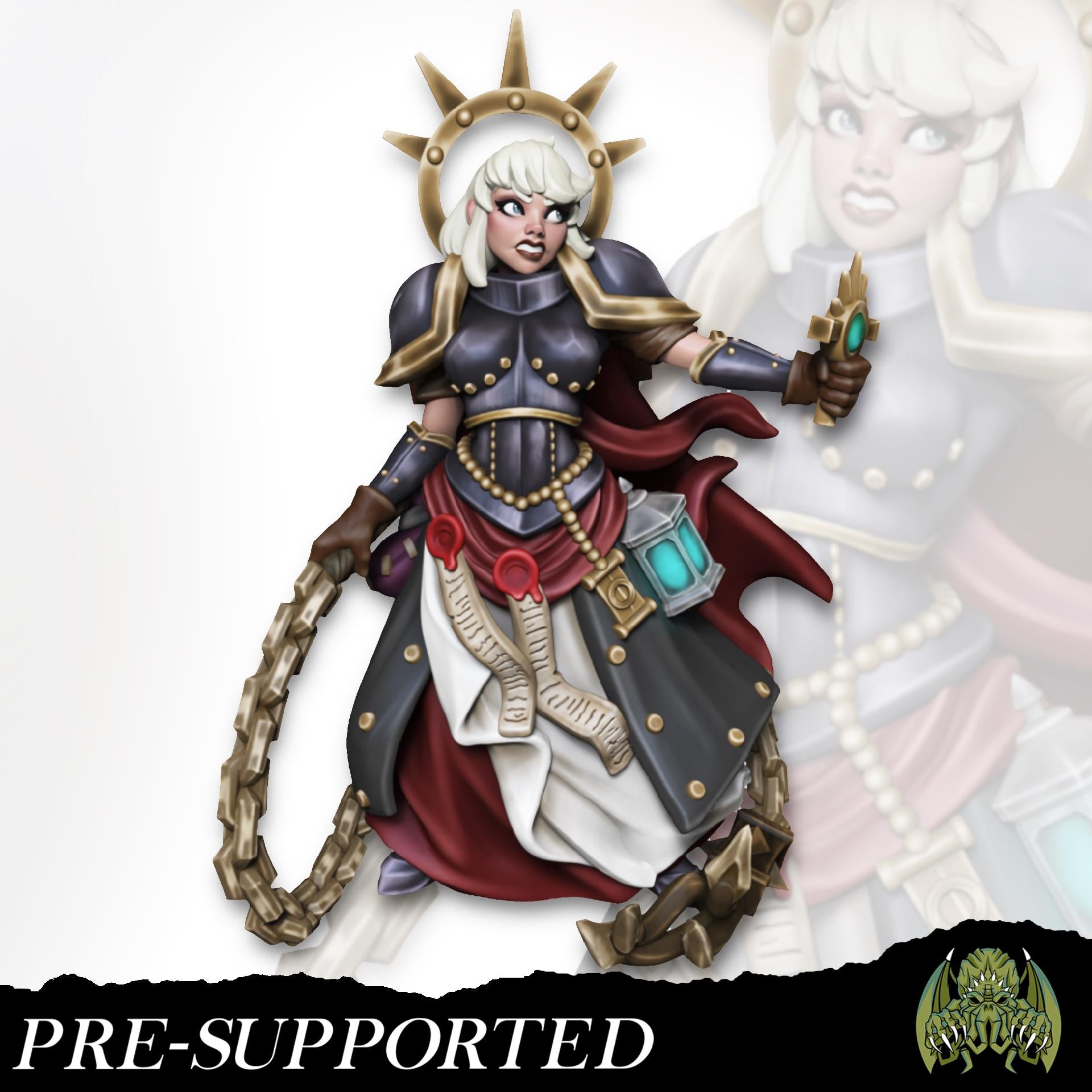 Aurelia the War Cleric Miniature - Miniatures of Madness - 28mm / 32mm / 36mm / Bust / Diorama - Unpainted Miniature for TTRPGs and Games