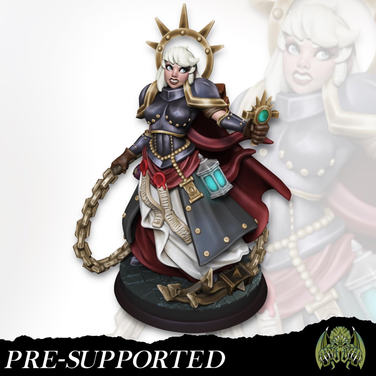 Aurelia the War Cleric Miniature - Miniatures of Madness - 28mm / 32mm / 36mm / Bust / Diorama - Unpainted Miniature for TTRPGs and Games