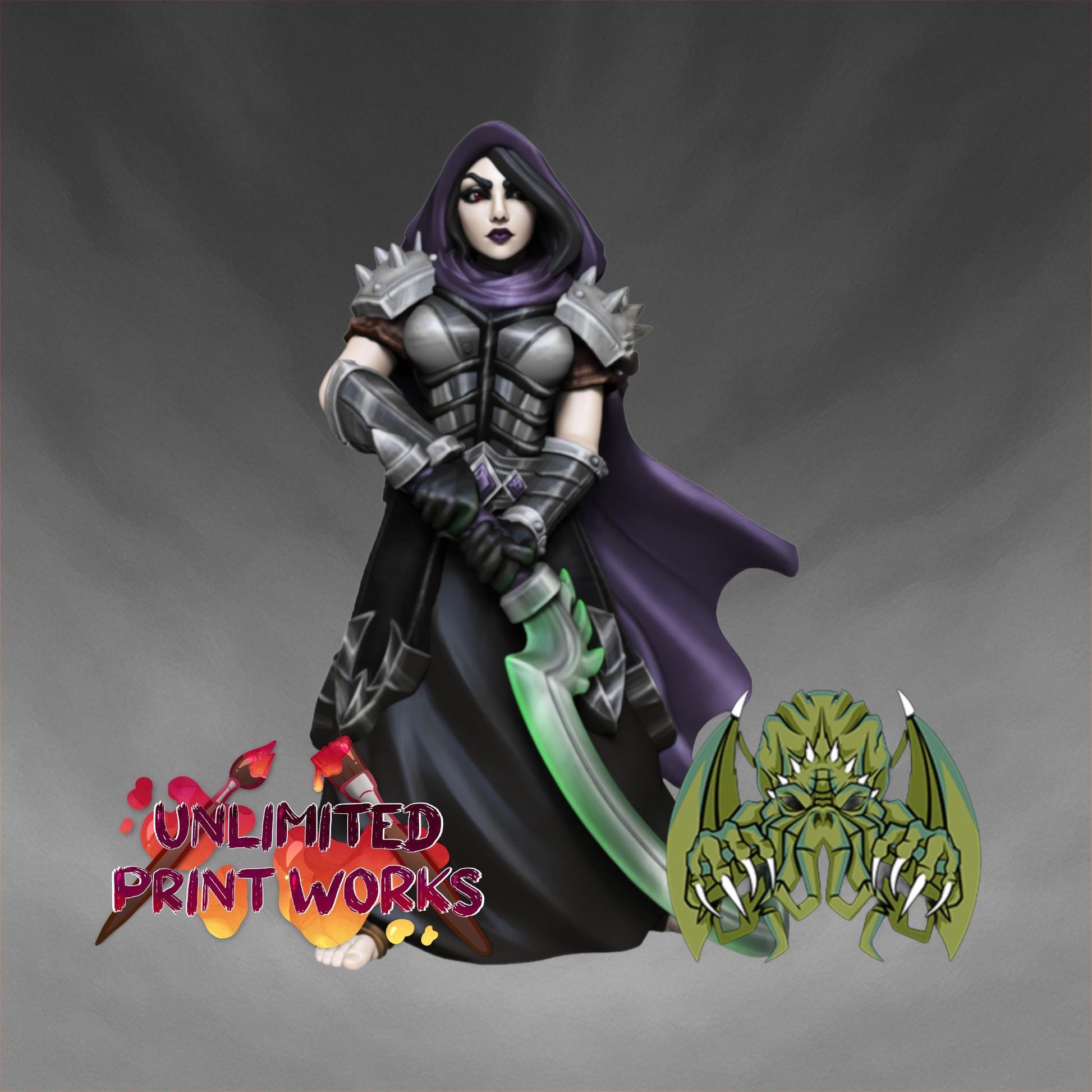 Beatrix the Reaper Miniature - Miniatures of Madness - 28mm / 32mm / 36mm / Bust / Diorama - Unpainted Miniature for TTRPGs and Games
