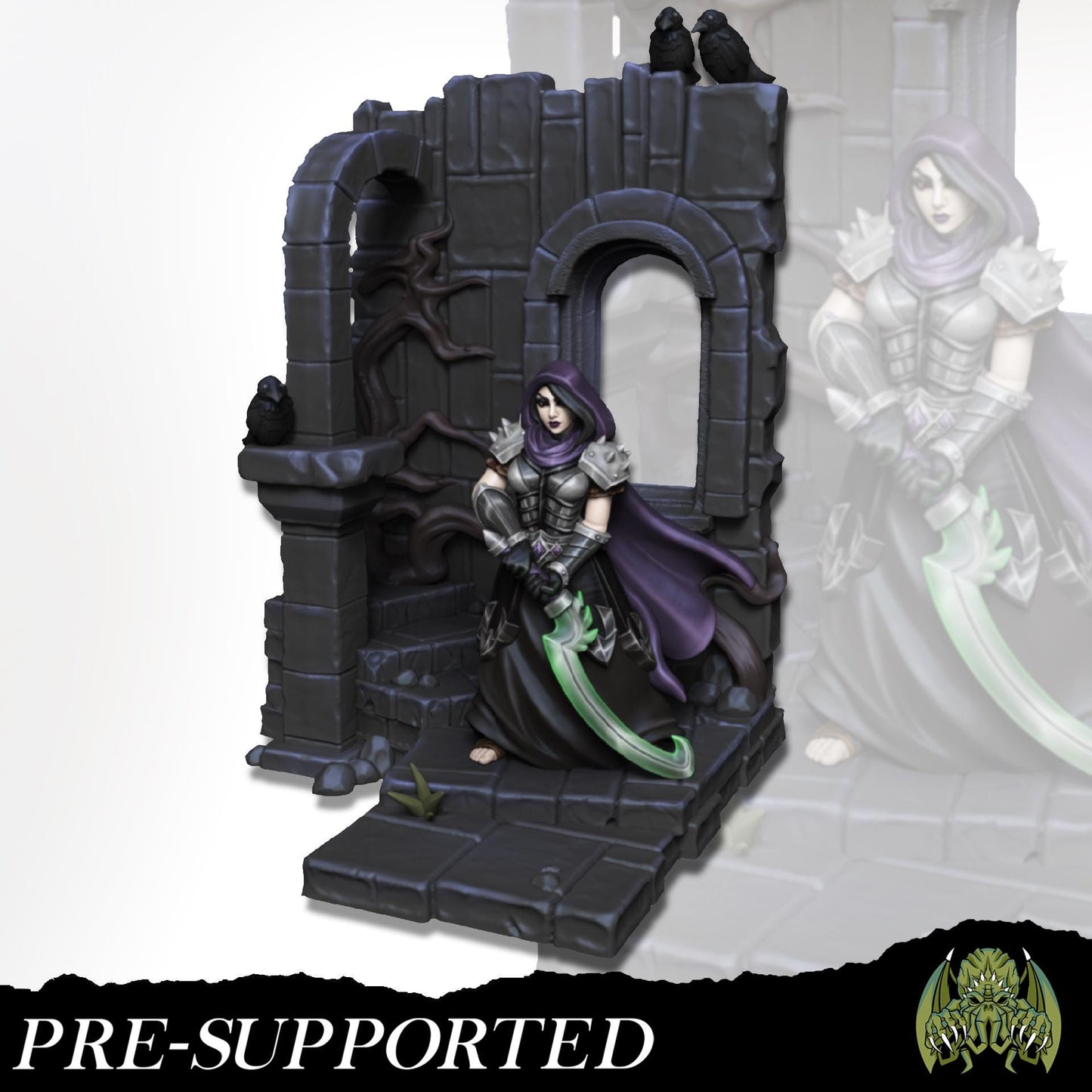 Beatrix the Reaper Miniature - Miniatures of Madness - 28mm / 32mm / 36mm / Bust / Diorama - Unpainted Miniature for TTRPGs and Games
