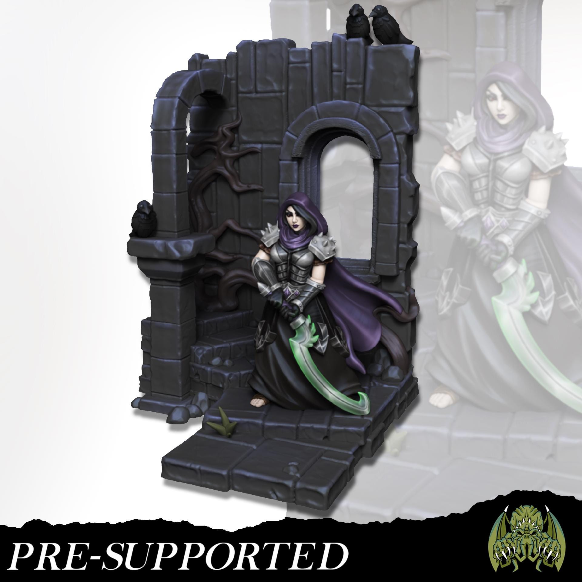 Beatrix the Reaper Miniature - Miniatures of Madness - 28mm / 32mm / 36mm / Bust / Diorama - Unpainted Miniature for TTRPGs and Games