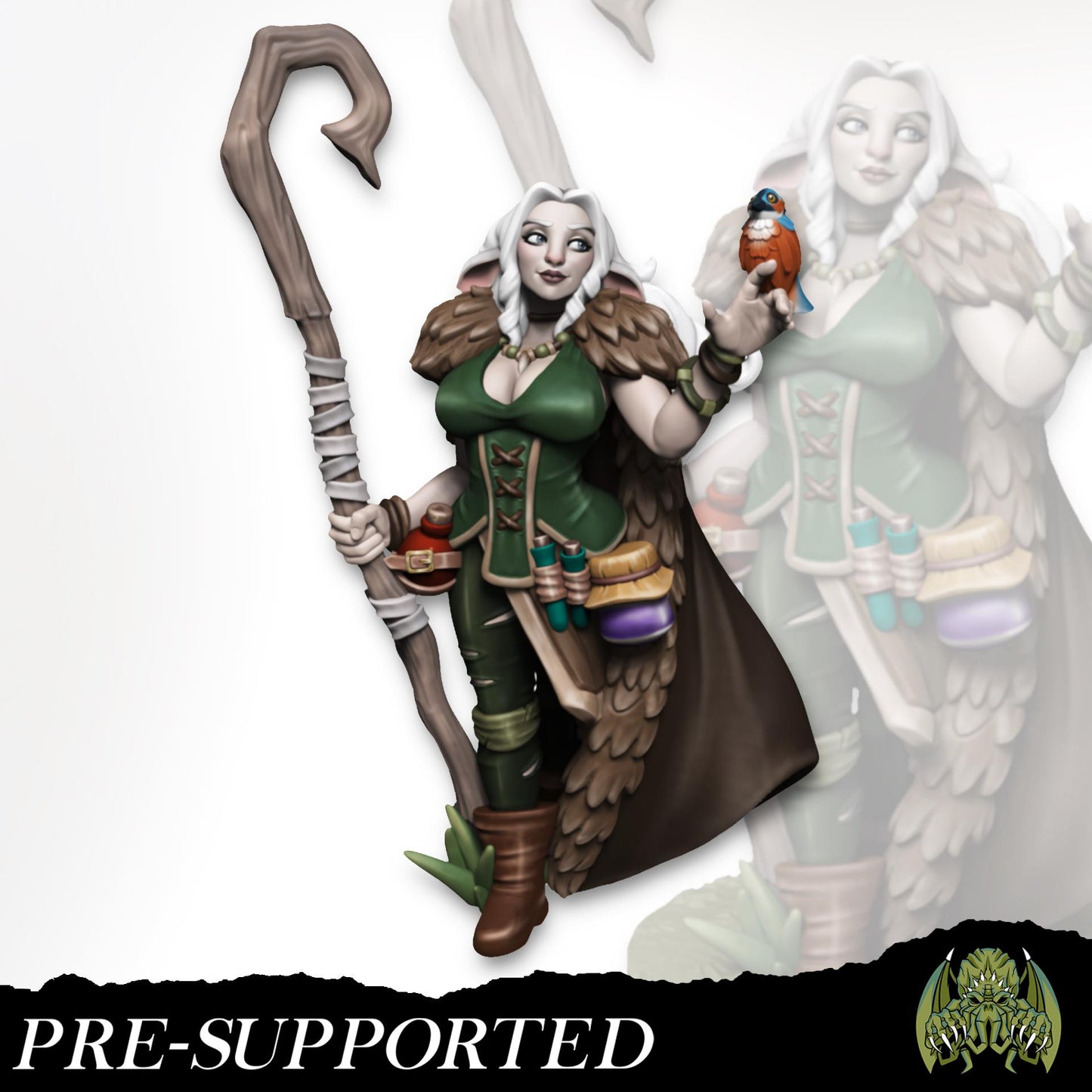 Lisanna the Druid Miniature - Miniatures of Madness - 28mm / 32mm / 36mm / Bust / Diorama - Unpainted Miniature for TTRPGs and Games