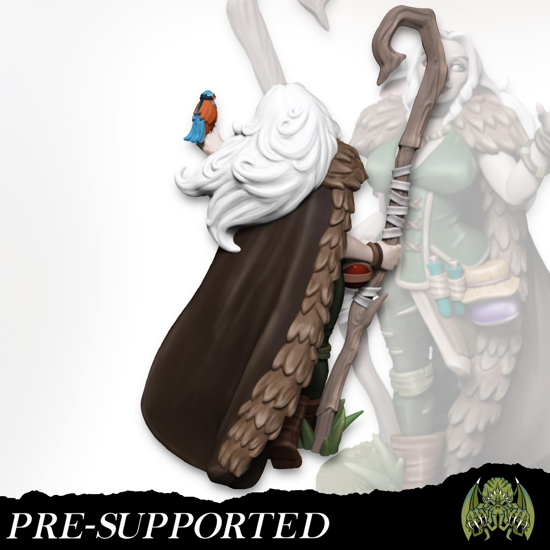 Lisanna the Druid Miniature - Miniatures of Madness - 28mm / 32mm / 36mm / Bust / Diorama - Unpainted Miniature for TTRPGs and Games