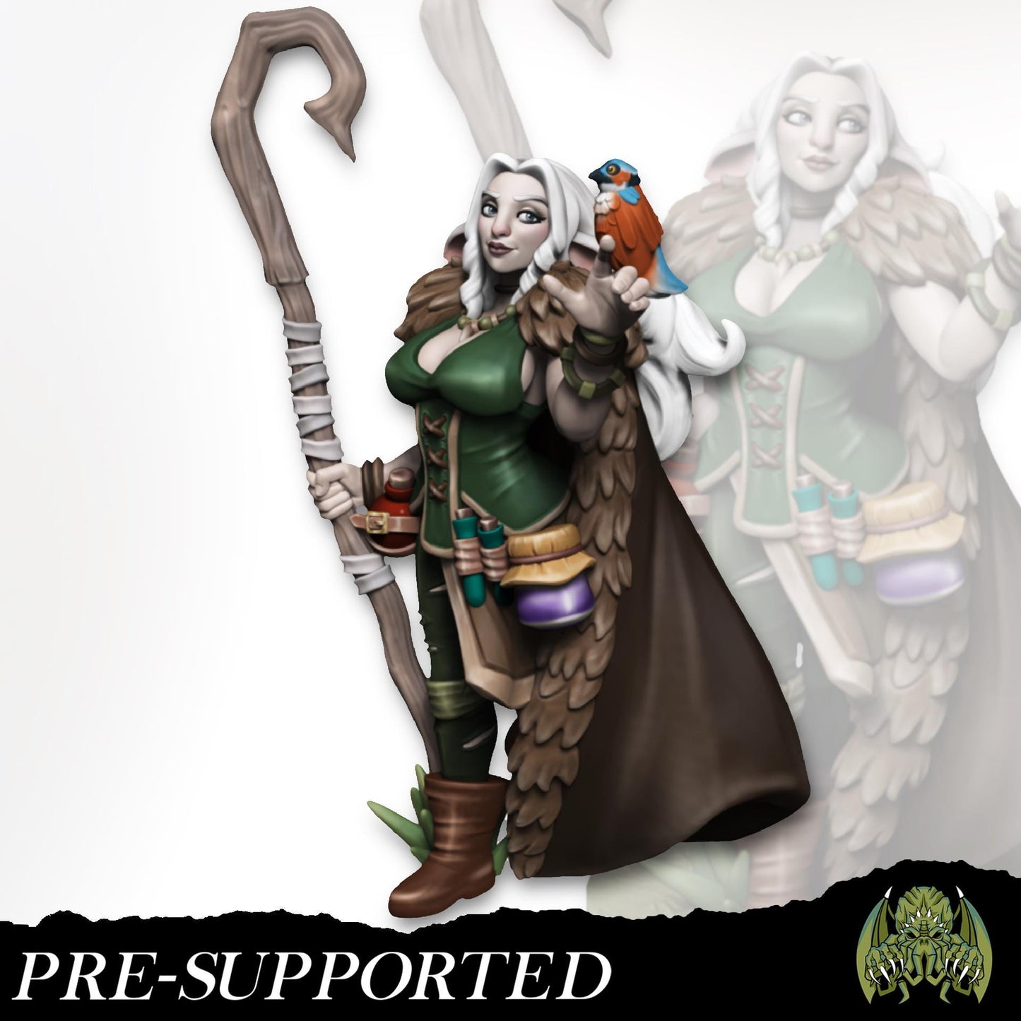 Lisanna the Druid Miniature - Miniatures of Madness - 28mm / 32mm / 36mm / Bust / Diorama - Unpainted Miniature for TTRPGs and Games