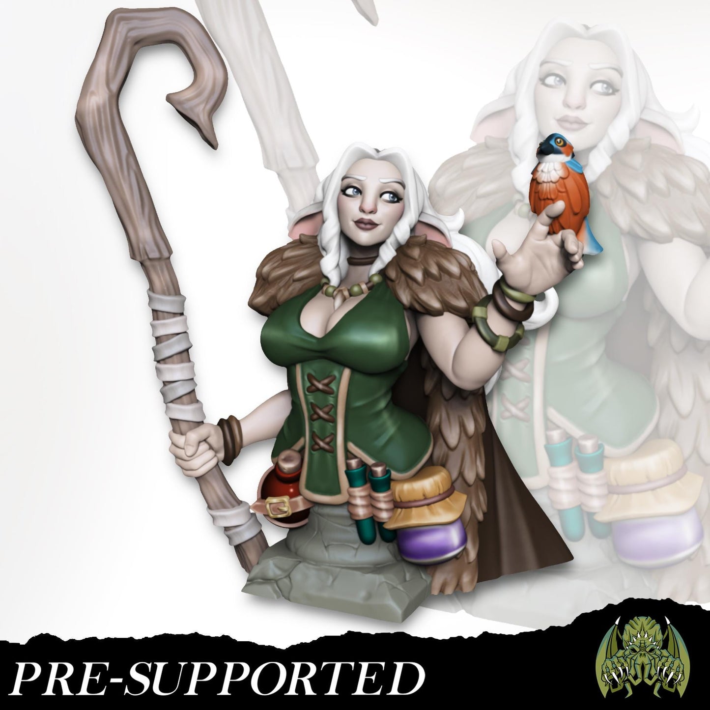 Lisanna the Druid Miniature - Miniatures of Madness - 28mm / 32mm / 36mm / Bust / Diorama - Unpainted Miniature for TTRPGs and Games