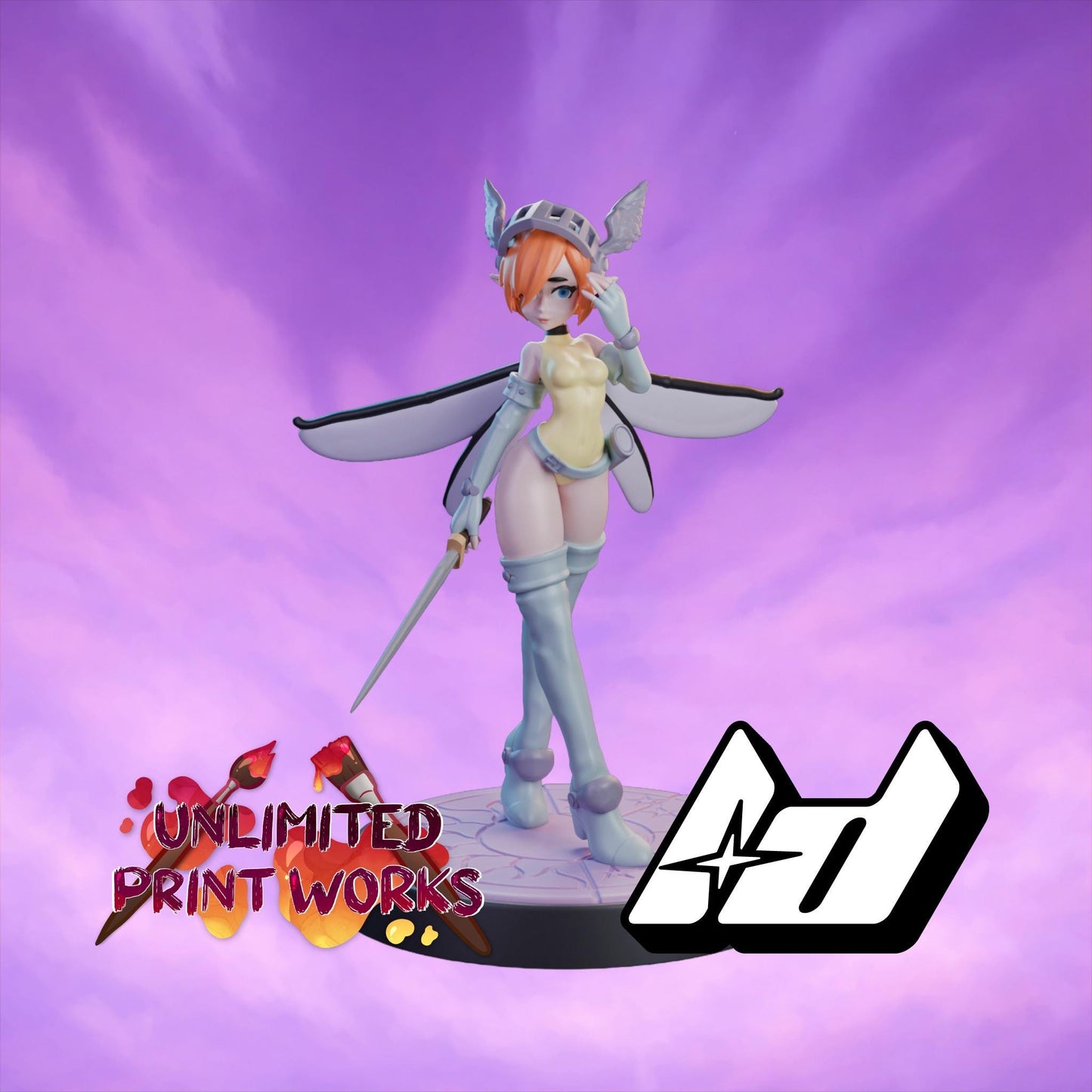 Pixie Partner Miniature - 28mm / 32mm / 36mm / 75mm - Lavender Devilry - Unpainted Resin Printed Figure for D&D, TTRPGs and Board Games