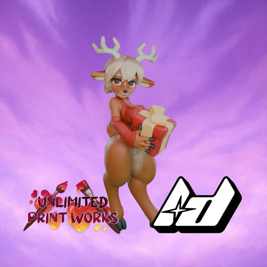 Reindeer Vixen Miniature - 28mm / 32mm / 36mm / 75mm - Lavender Devilry - Unpainted Resin Printed Figure for D&D, TTRPGs and Board Games