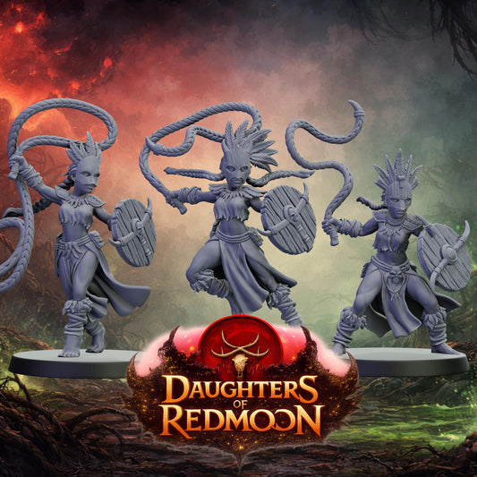 DOR Sacred Moonfangs Miniature (6 Variations) - 28mm / 32mm / 36mm - Cosmondo - Unpainted Resin Printed Figure for TTRPGs and Wargaming