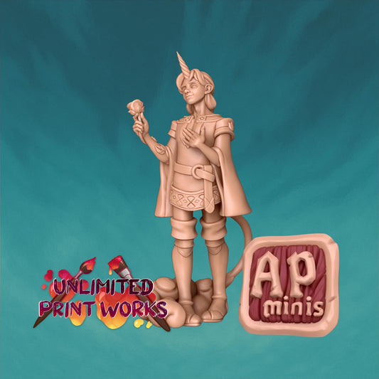 Alber, Unicorn Boy Miniature - Awkward Penguin’s Minis - 28mm / 32mm / 36mm - Resin Printed Figure for TTRPGs and Painting