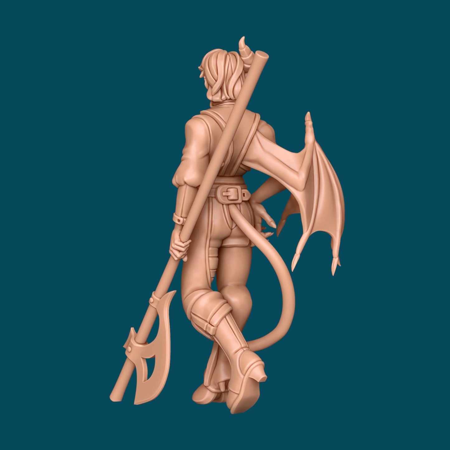 Dara, Half-Demon Warrior Miniature - Awkward Penguin’s Minis - 28mm / 32mm / 36mm - Resin Printed Figure for TTRPGs and Painting