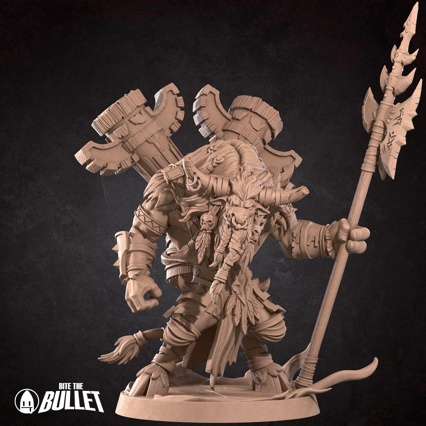 Tauren Chosen Chieftain Miniature - 28mm / 32mm / 36mm - Bite the Bullet - Resin Printed Figure for D&D, TTRPGs, and Board Games