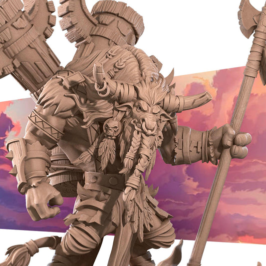 Tauren Chosen Chieftain Miniature - 28mm / 32mm / 36mm - Bite the Bullet - Resin Printed Figure for D&D, TTRPGs, and Board Games