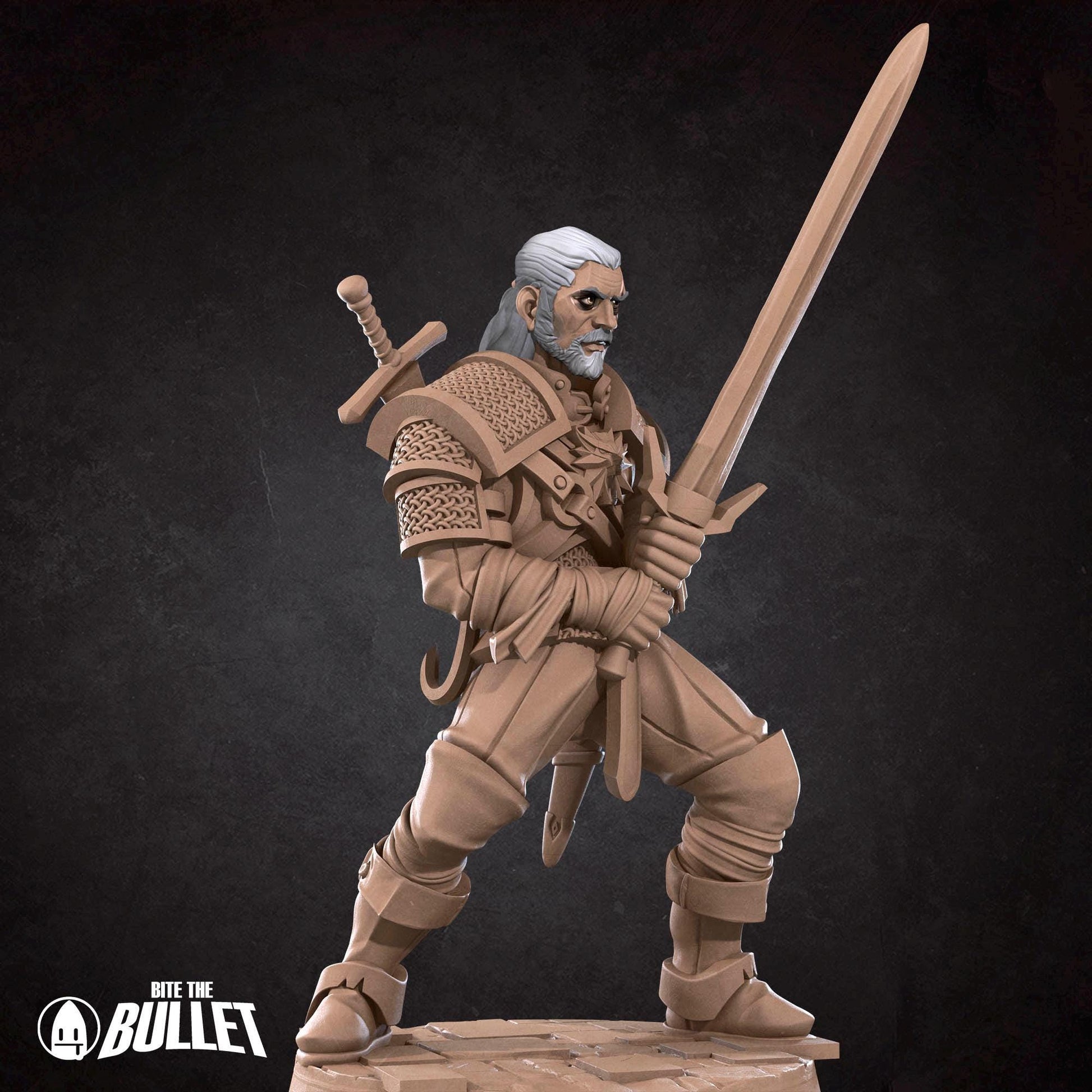 White Wolf Knight Miniature - 28mm / 32mm / 36mm - Bite the Bullet - Resin Printed Figure for D&D, TTRPGs, and Board Games