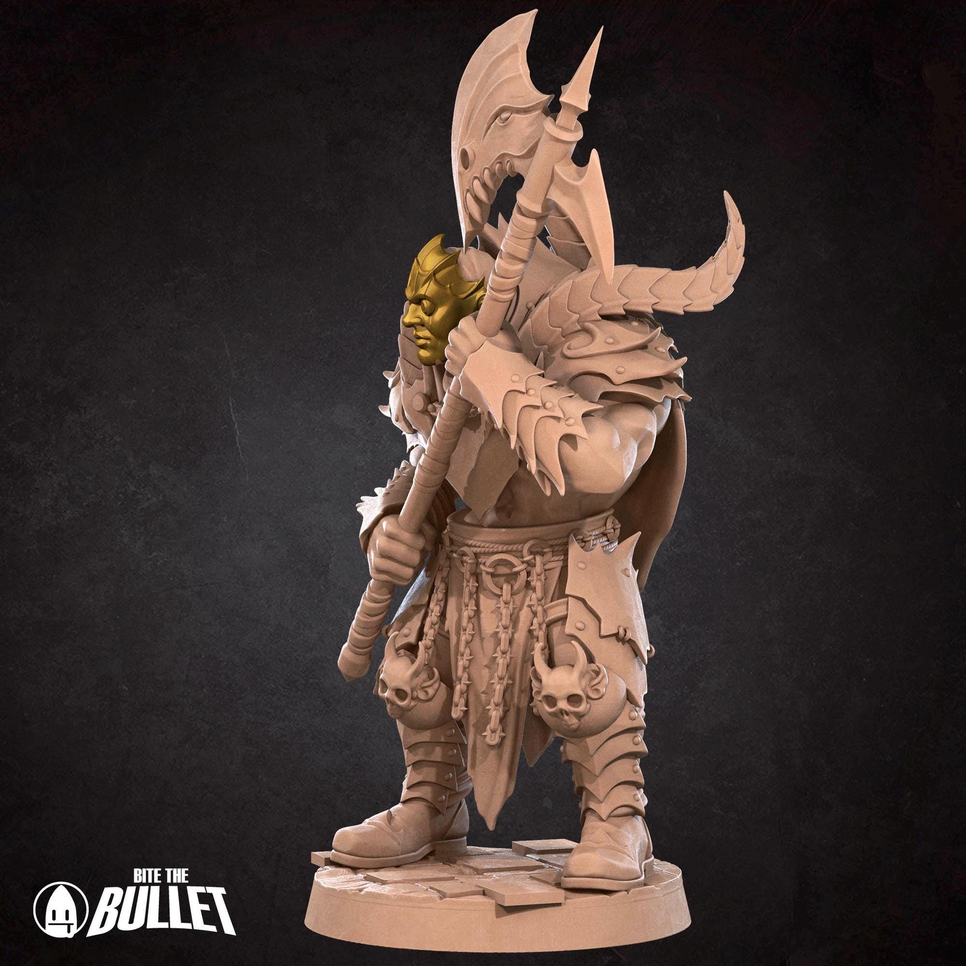 Masked Warrior Miniature (2 Variations) - 28mm / 32mm / 36mm - Bite the Bullet - Resin Printed Figure for D&D, TTRPGs, and Board Games