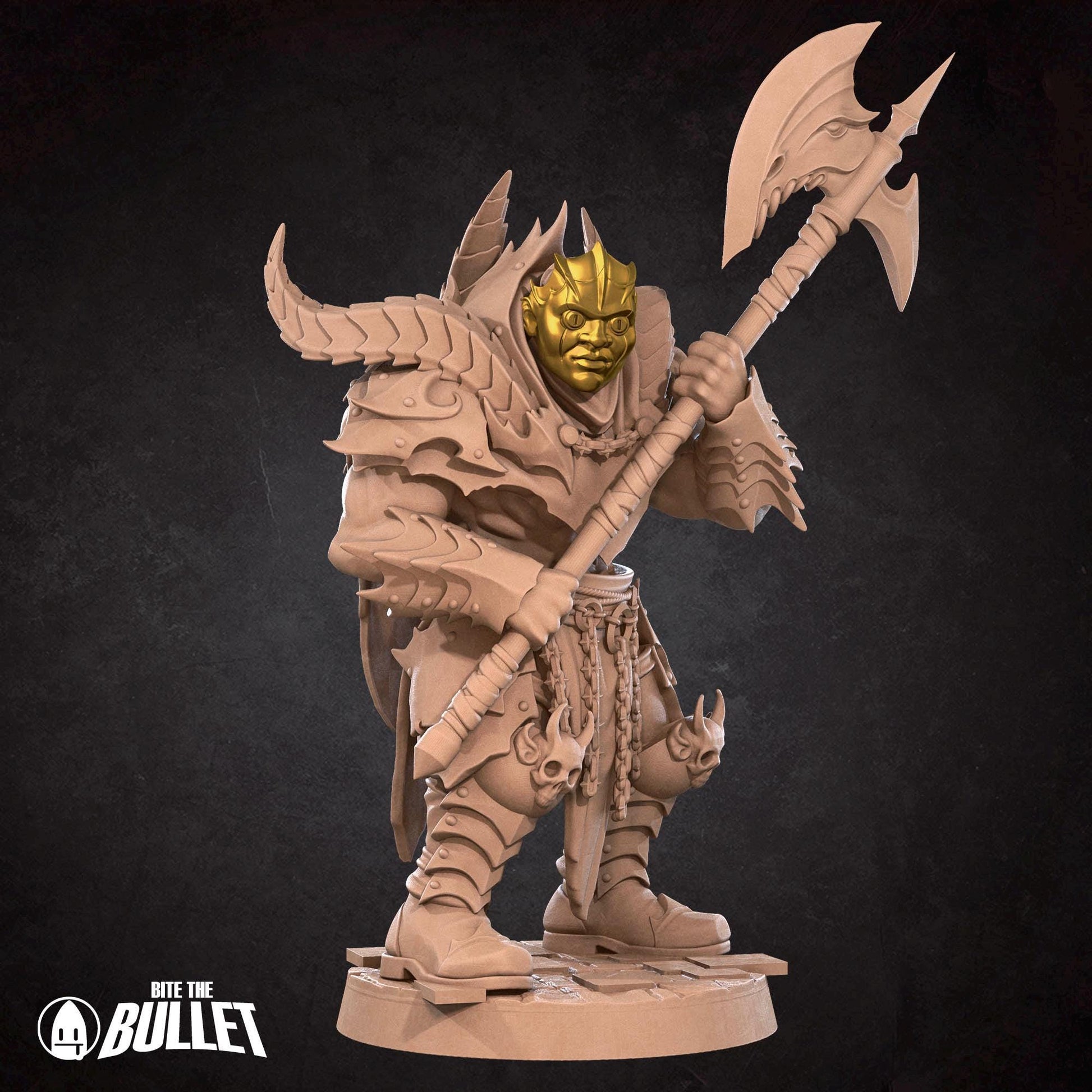 Masked Warrior Miniature (2 Variations) - 28mm / 32mm / 36mm - Bite the Bullet - Resin Printed Figure for D&D, TTRPGs, and Board Games