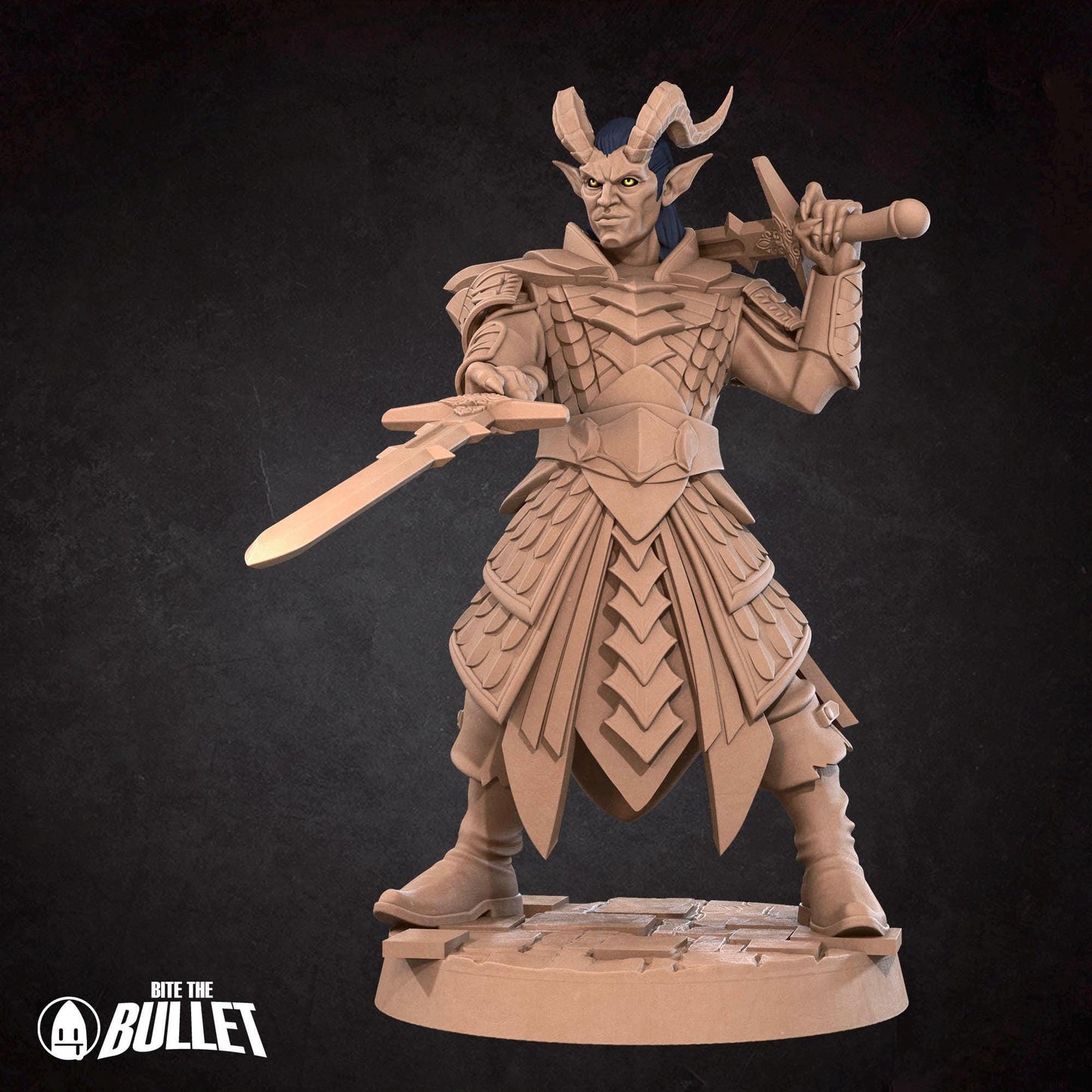 Tiefling Paladin Miniature - 28mm / 32mm / 36mm - Bite the Bullet - Resin Printed Figure for D&D, TTRPGs, and Board Games