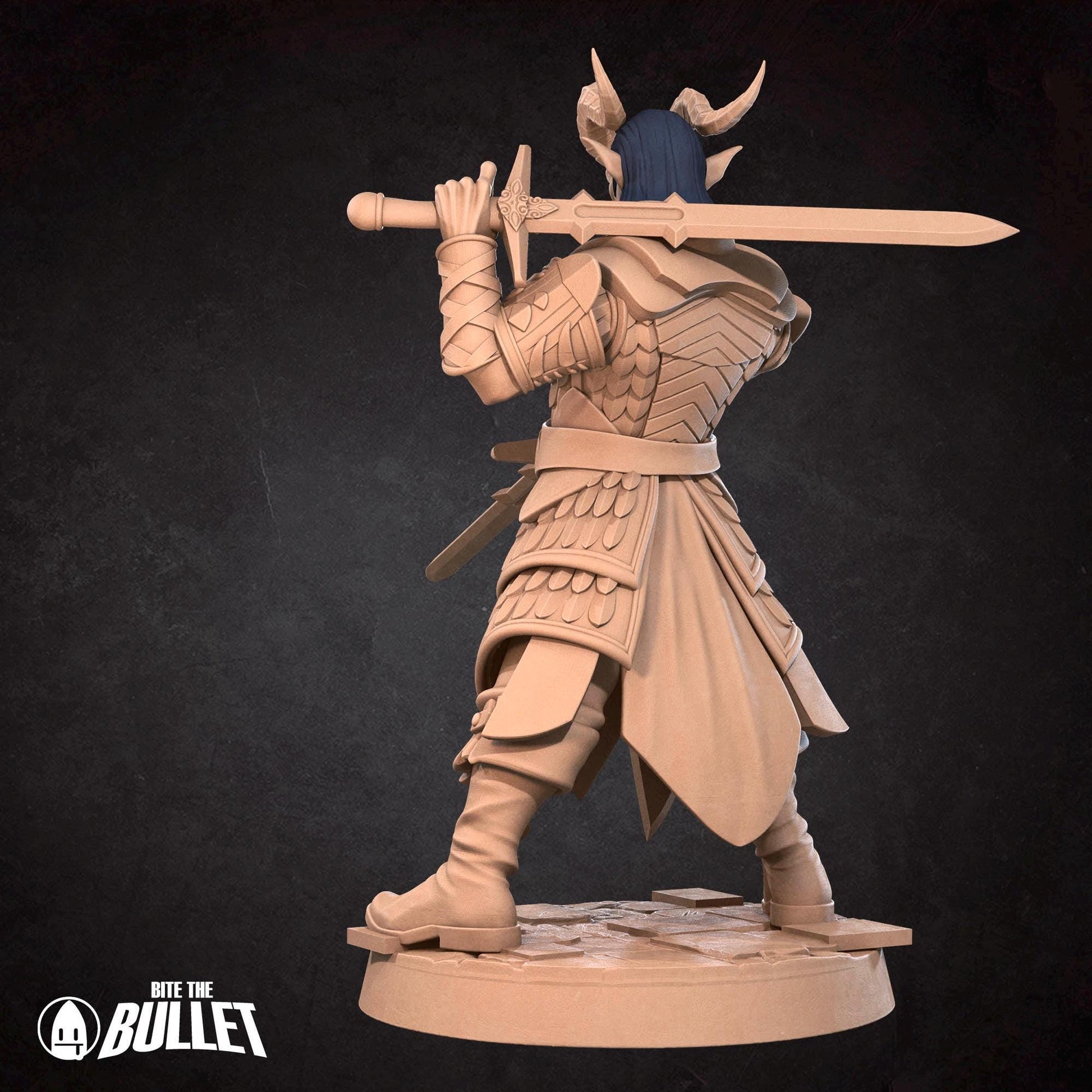 Tiefling Paladin Miniature - 28mm / 32mm / 36mm - Bite the Bullet - Resin Printed Figure for D&D, TTRPGs, and Board Games