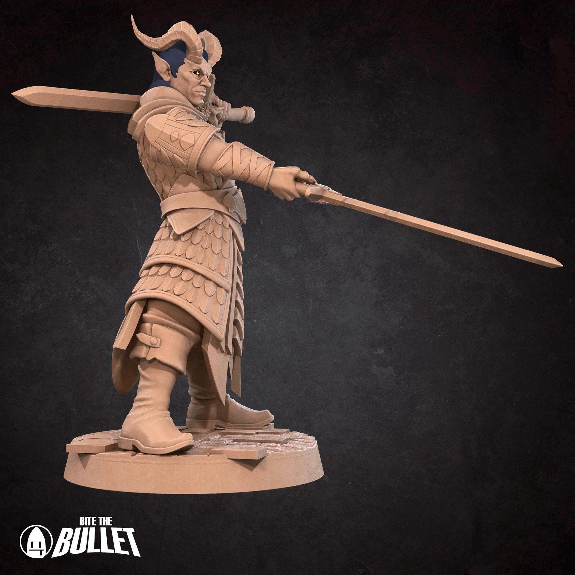 Tiefling Paladin Miniature - 28mm / 32mm / 36mm - Bite the Bullet - Resin Printed Figure for D&D, TTRPGs, and Board Games