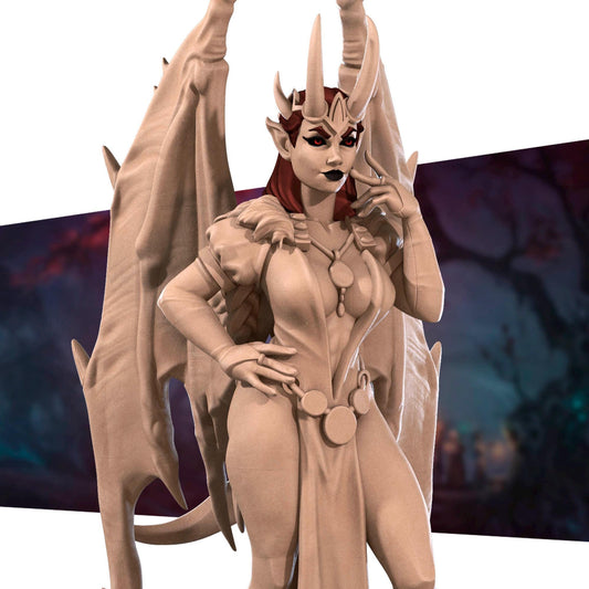 Cambion Sorceress Miniature - 28mm / 32mm / 36mm - Bite the Bullet - Resin Printed Figure for D&D, TTRPGs, and Board Games