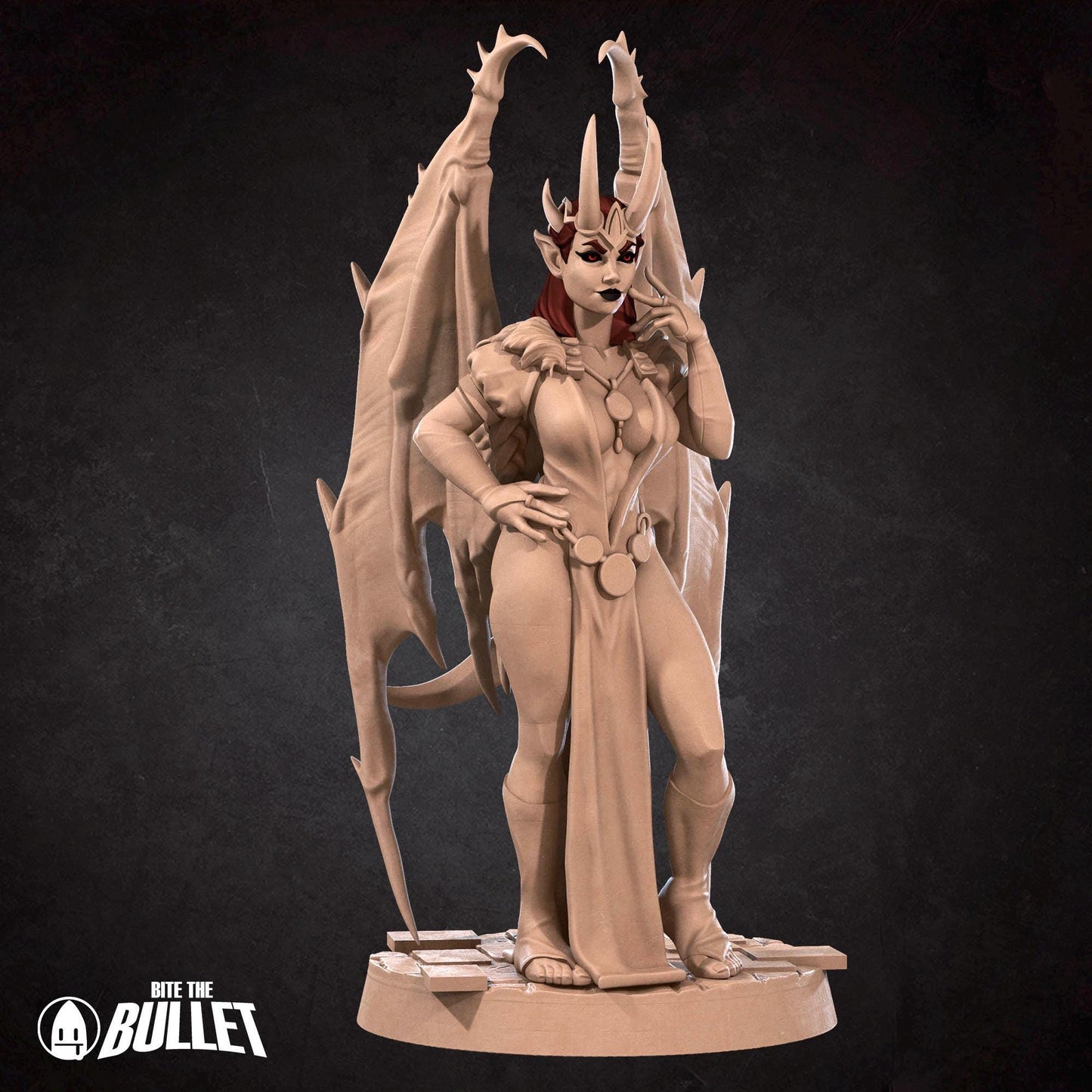 Cambion Sorceress Miniature - 28mm / 32mm / 36mm - Bite the Bullet - Resin Printed Figure for D&D, TTRPGs, and Board Games