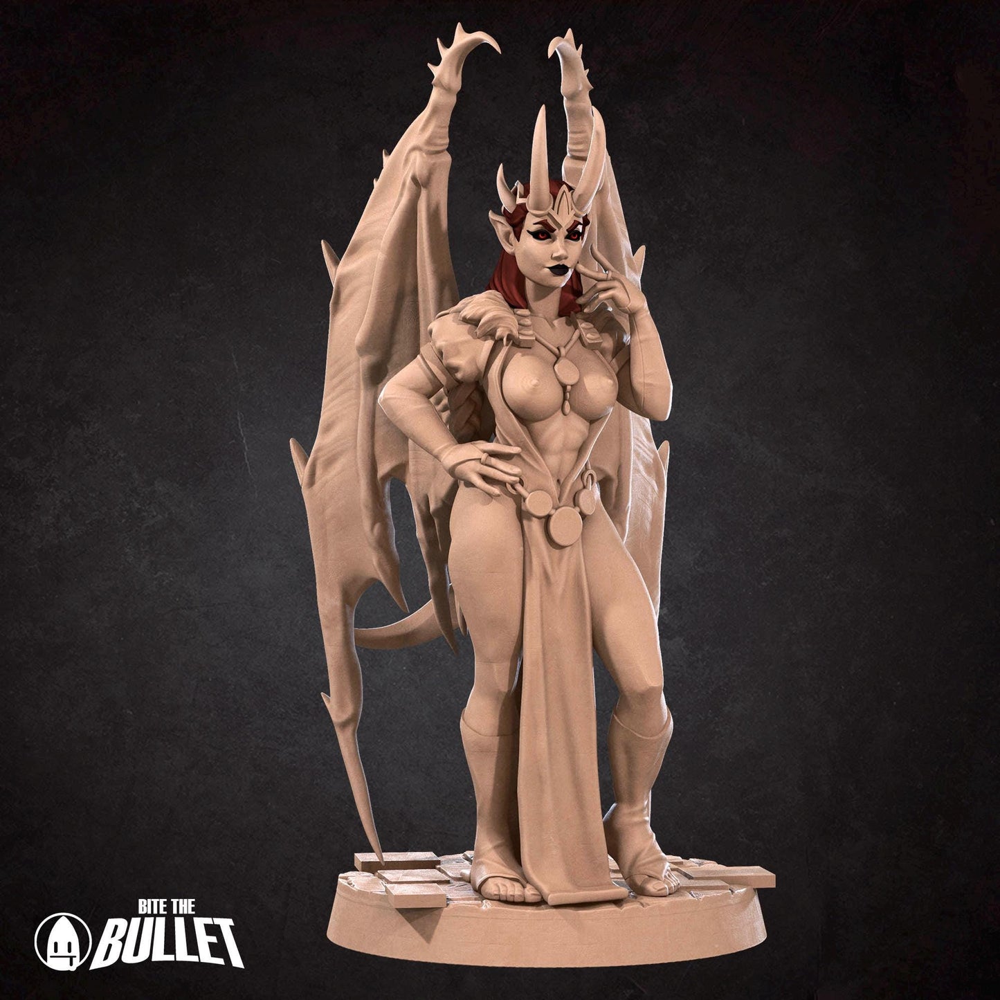 Cambion Sorceress Miniature - 28mm / 32mm / 36mm - Bite the Bullet - Resin Printed Figure for D&D, TTRPGs, and Board Games