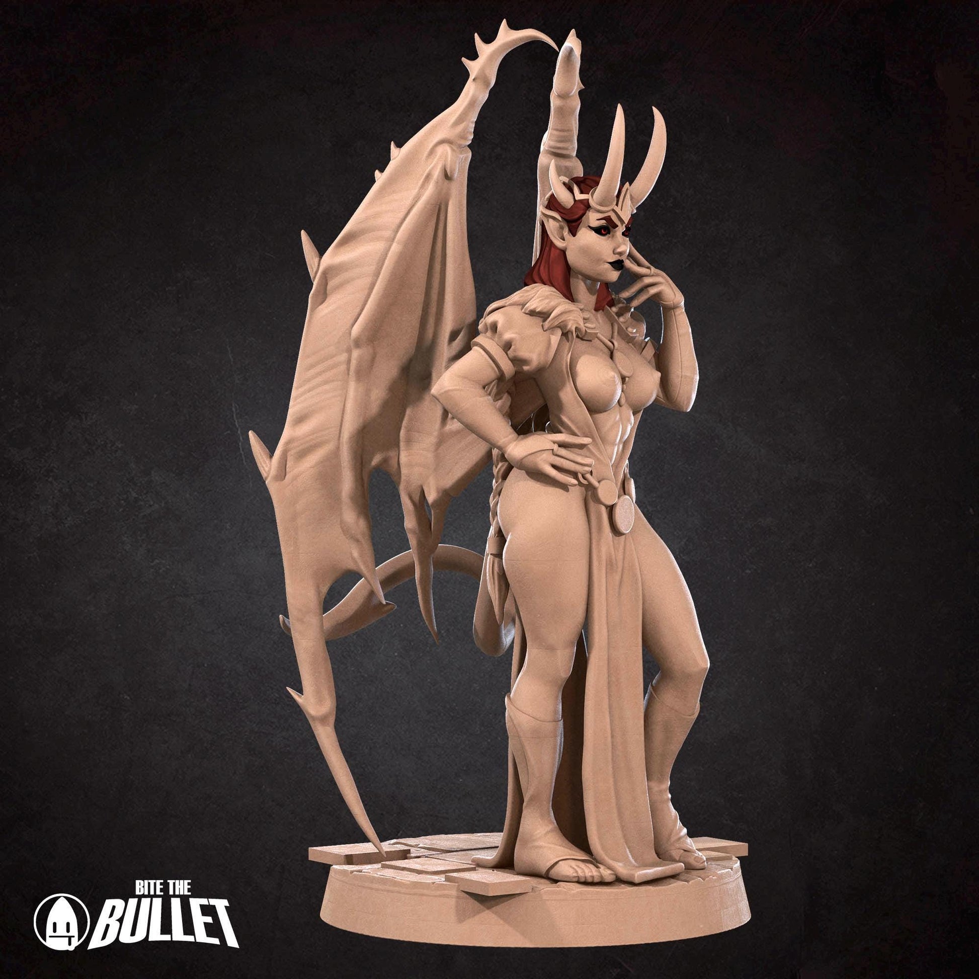 Cambion Sorceress Miniature - 28mm / 32mm / 36mm - Bite the Bullet - Resin Printed Figure for D&D, TTRPGs, and Board Games