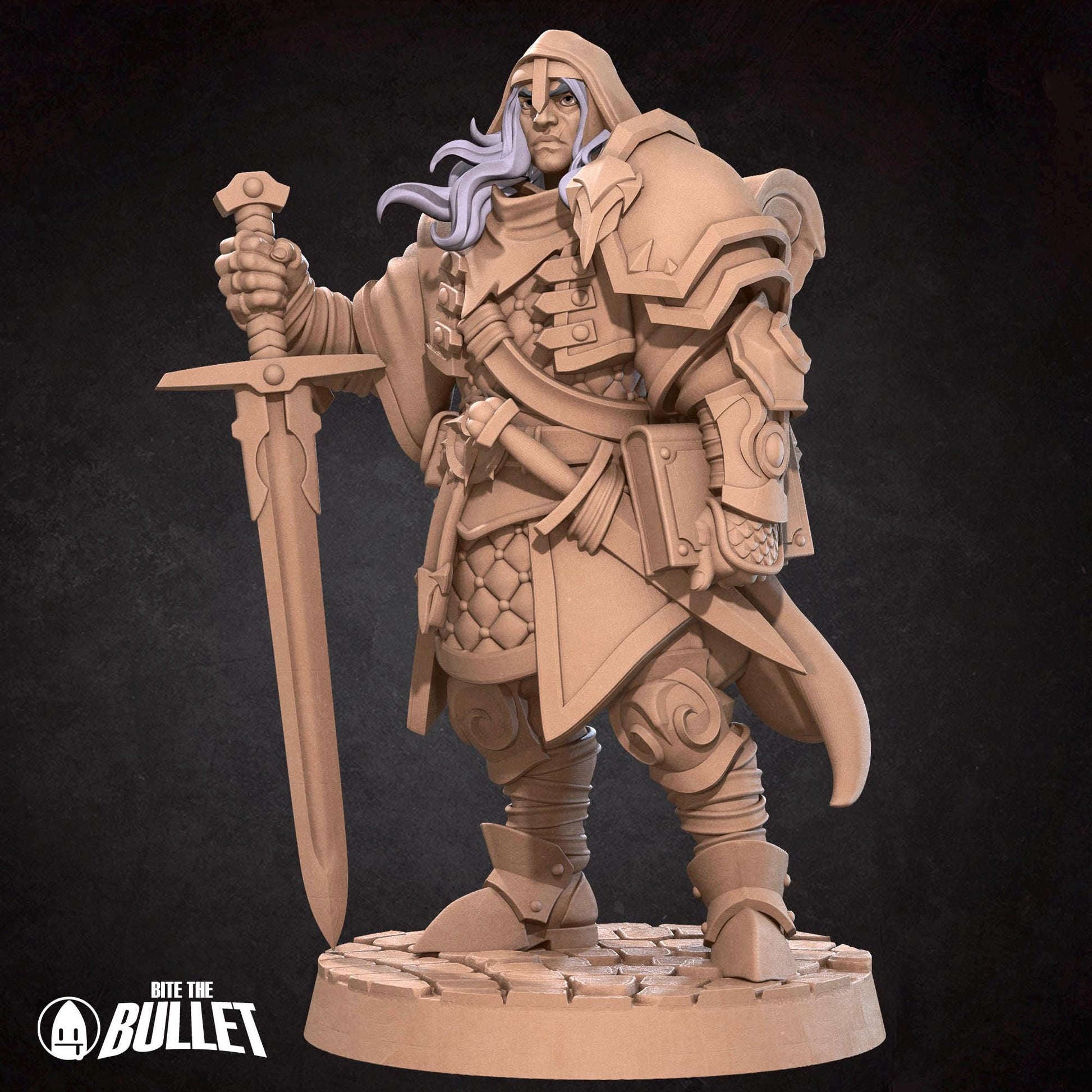 Human Paladin Miniature - 28mm / 32mm / 36mm - Bite the Bullet - Resin Printed Figure for D&D, TTRPGs, and Board Games