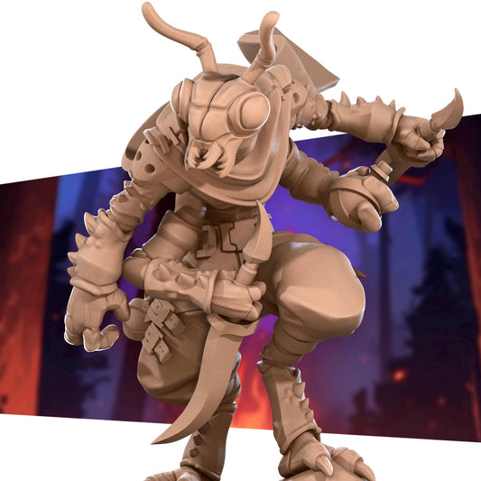 Thri-Kreen Assassin Miniature - 28mm / 32mm / 36mm - Bite the Bullet - Resin Printed Figure for D&D, TTRPGs, and Board Games
