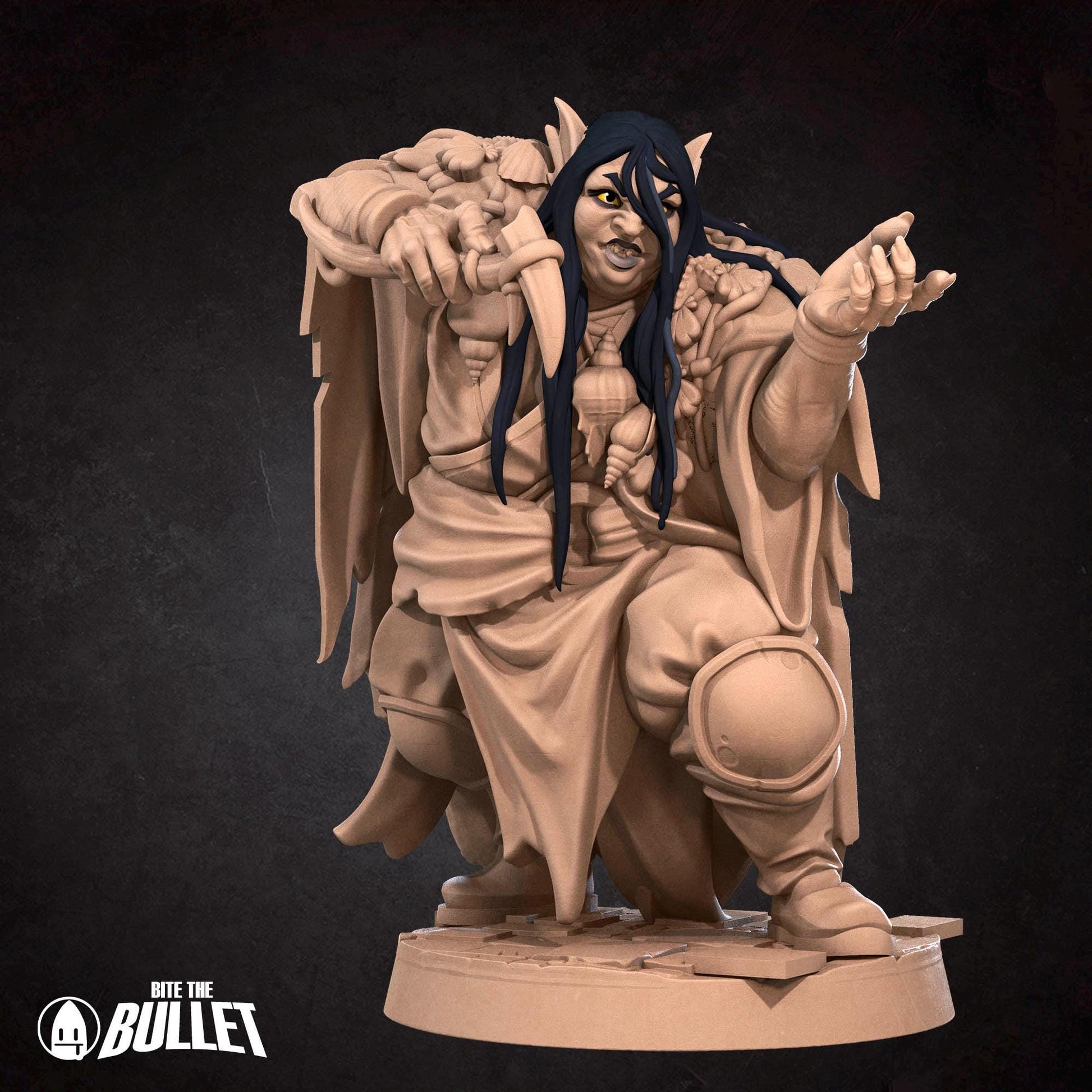 Triton Warlock Miniature - 28mm / 32mm / 36mm - Bite the Bullet - Resin Printed Figure for D&D, TTRPGs, and Board Games