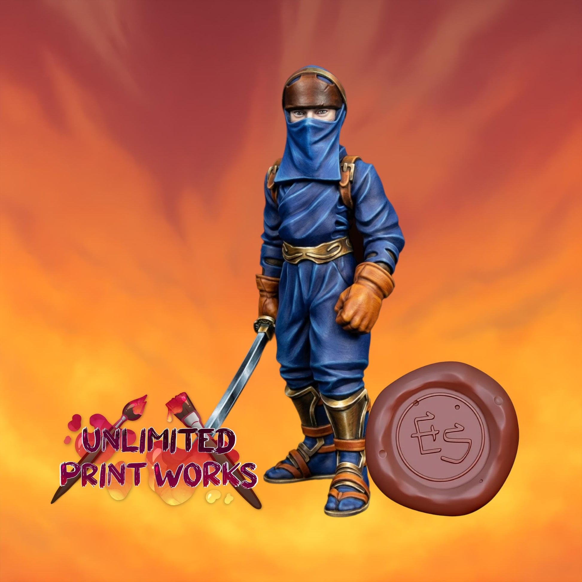Ninja Miniature - 28mm / 32mm / 36mm / 75mm - Ethan Savage Studios - Unpainted Resin Printed Figure for D&D, TTRPGs, and Board Games