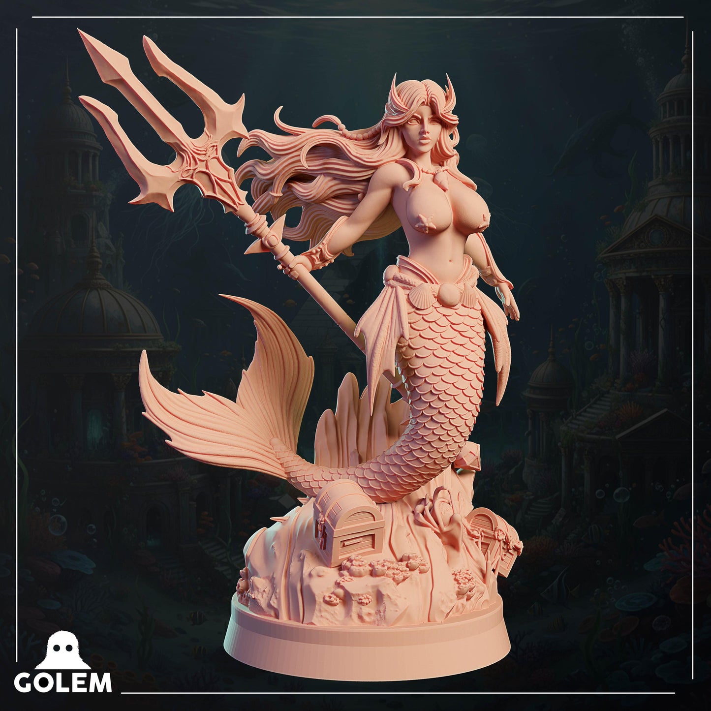 Mermaid Madeline Miniature - 28mm / 32mm / 36mm / 75mm - GOLEM WORKSHOP 3D - Resin Printed Figure for D&D, TTRPGs, and Board Games