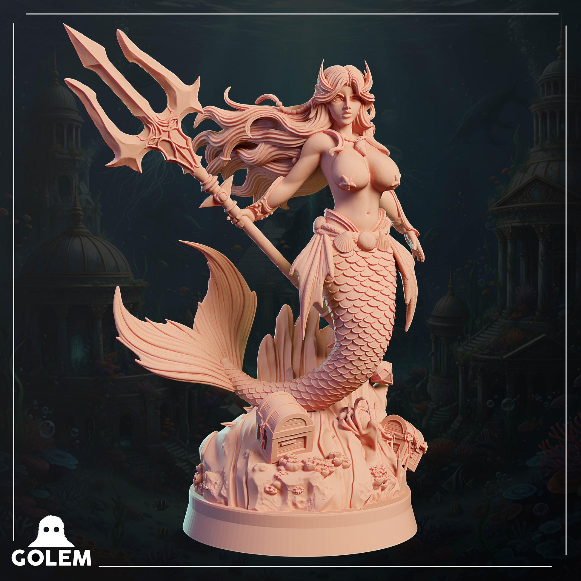Mermaid Madeline Miniature - 28mm / 32mm / 36mm / 75mm - GOLEM WORKSHOP 3D - Resin Printed Figure for D&D, TTRPGs, and Board Games