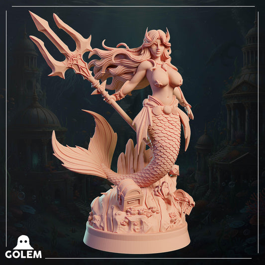 Mermaid Madeline Miniature - 28mm / 32mm / 36mm / 75mm - GOLEM WORKSHOP 3D - Resin Printed Figure for D&D, TTRPGs, and Board Games