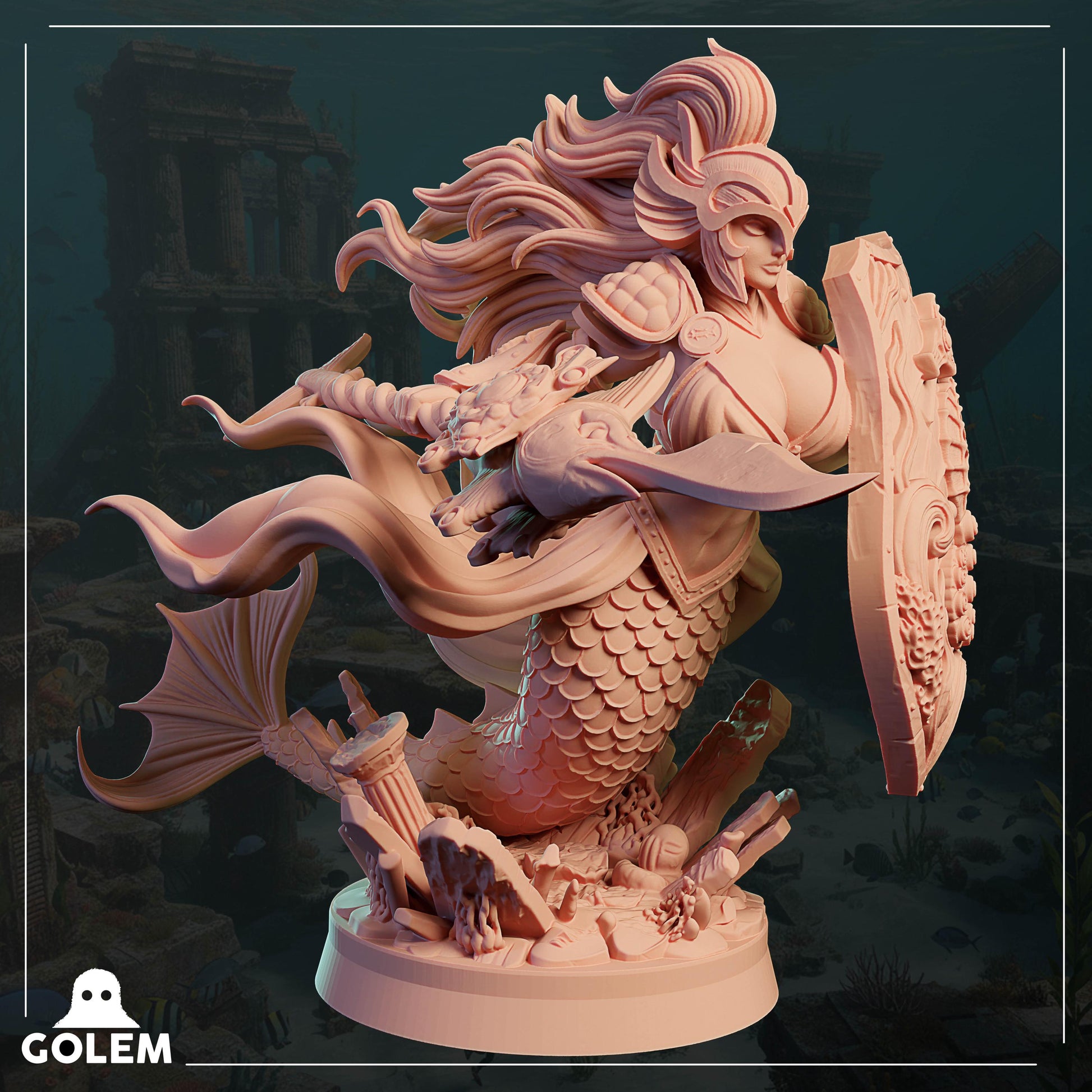 Mermaid Blair Miniature - 28mm / 32mm / 36mm / 75mm - GOLEM WORKSHOP 3D - Resin Printed Figure for D&D, TTRPGs, and Board Games
