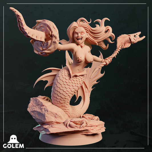Mermaid Vivian Miniature - 28mm / 32mm / 36mm / 75mm - GOLEM WORKSHOP 3D - Resin Printed Figure for D&D, TTRPGs, and Board Games