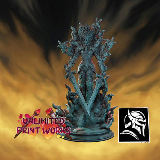 Flamelord Miniature - 28mm / 32mm / 36mm / 75mm - HardWitch Games - Resin Printed Figure for D&D, TTRPGs, and Board Gaming