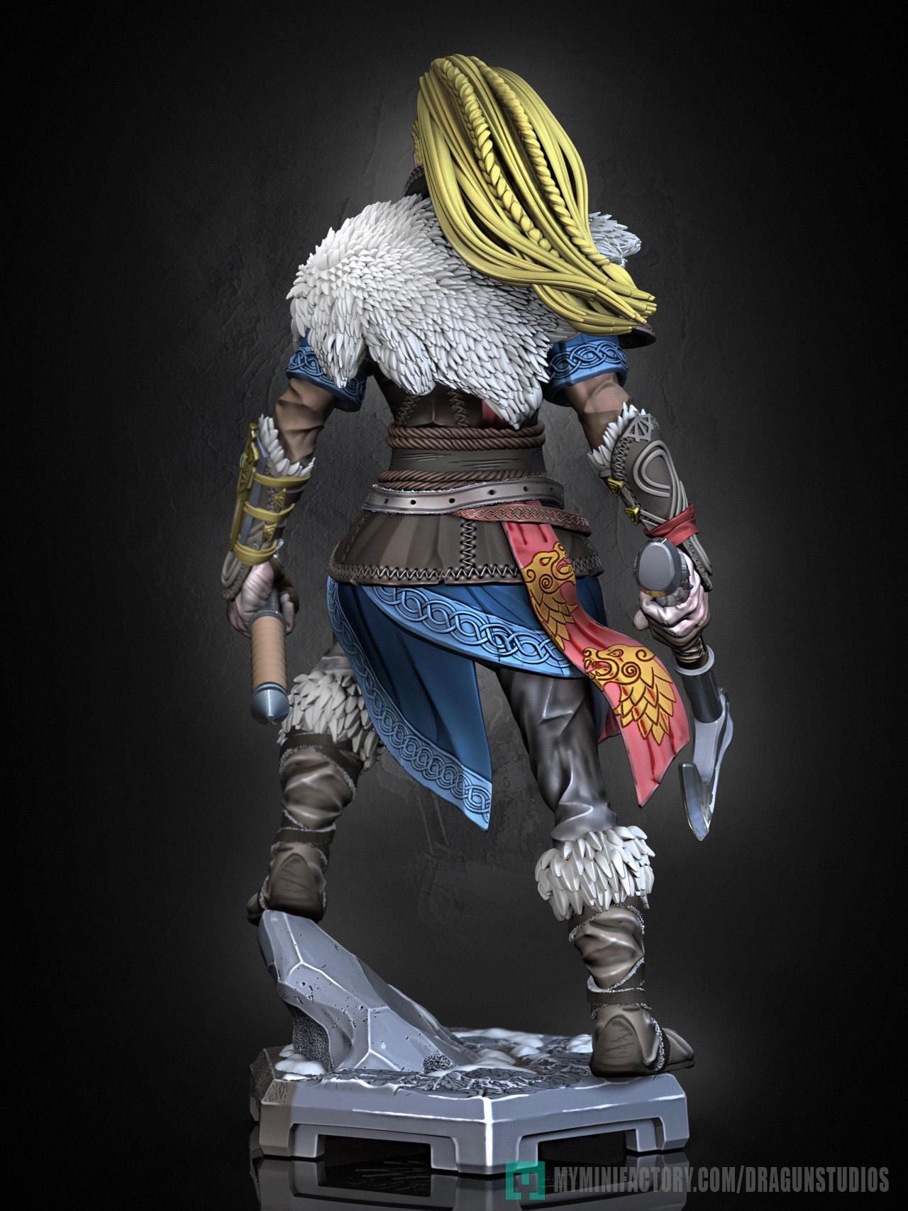 Viking Valkyrie Miniature - 28mm / 32mm / 36mm / 75mm - DraGun - Resin Printed Figure for TTRPGs and Board Games