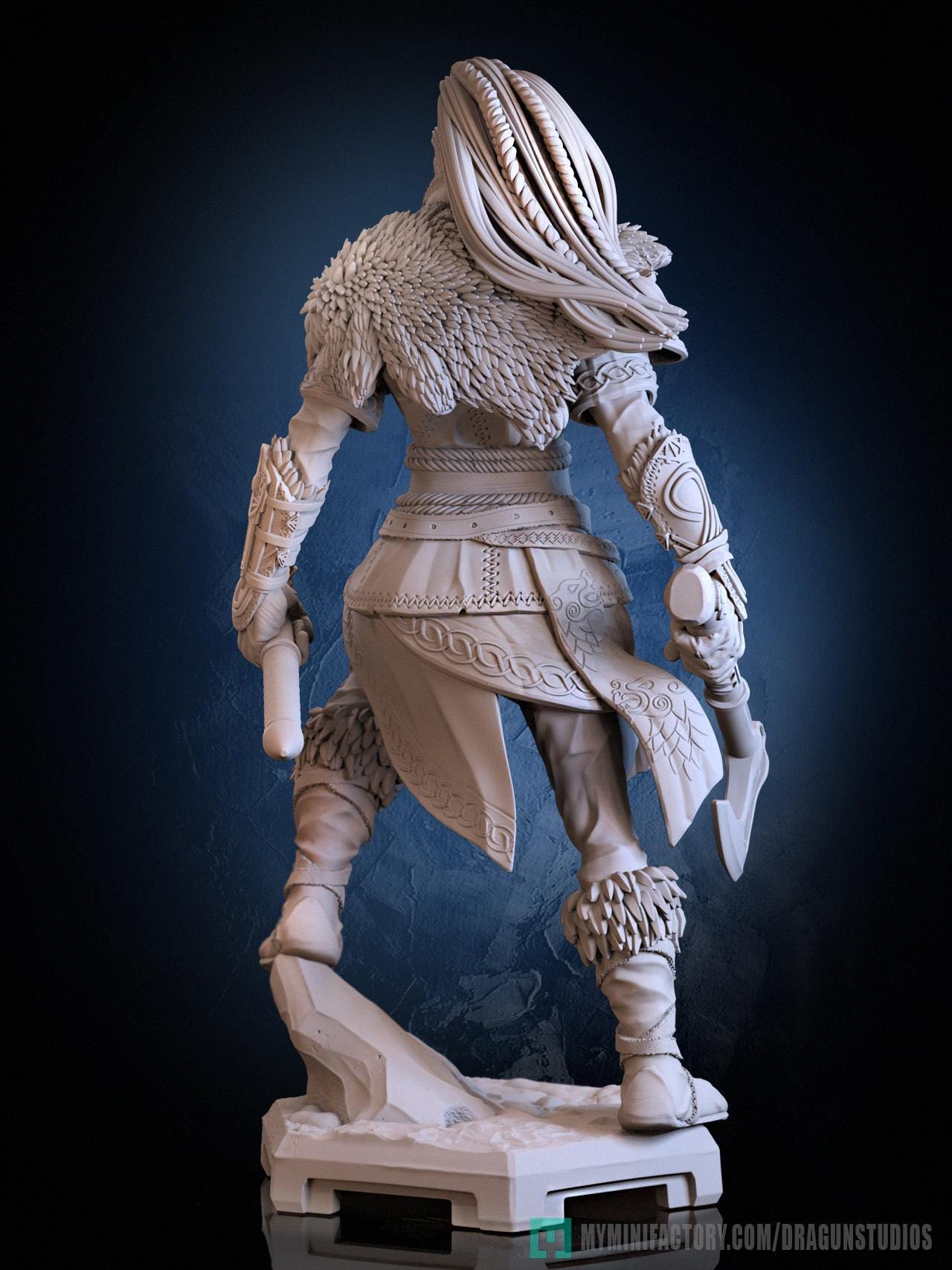 Viking Valkyrie Miniature - 28mm / 32mm / 36mm / 75mm - DraGun - Resin Printed Figure for TTRPGs and Board Games