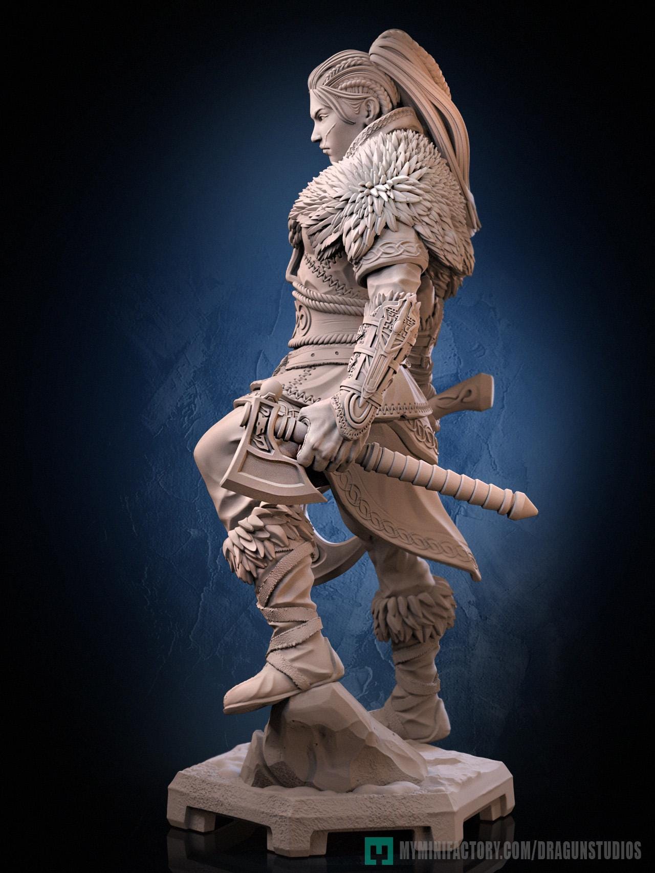 Viking Valkyrie Miniature - 28mm / 32mm / 36mm / 75mm - DraGun - Resin Printed Figure for TTRPGs and Board Games