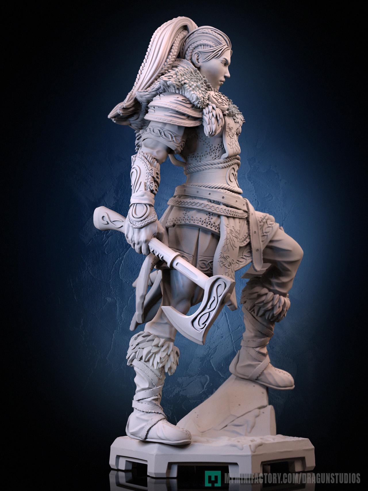 Viking Valkyrie Miniature - 28mm / 32mm / 36mm / 75mm - DraGun - Resin Printed Figure for TTRPGs and Board Games
