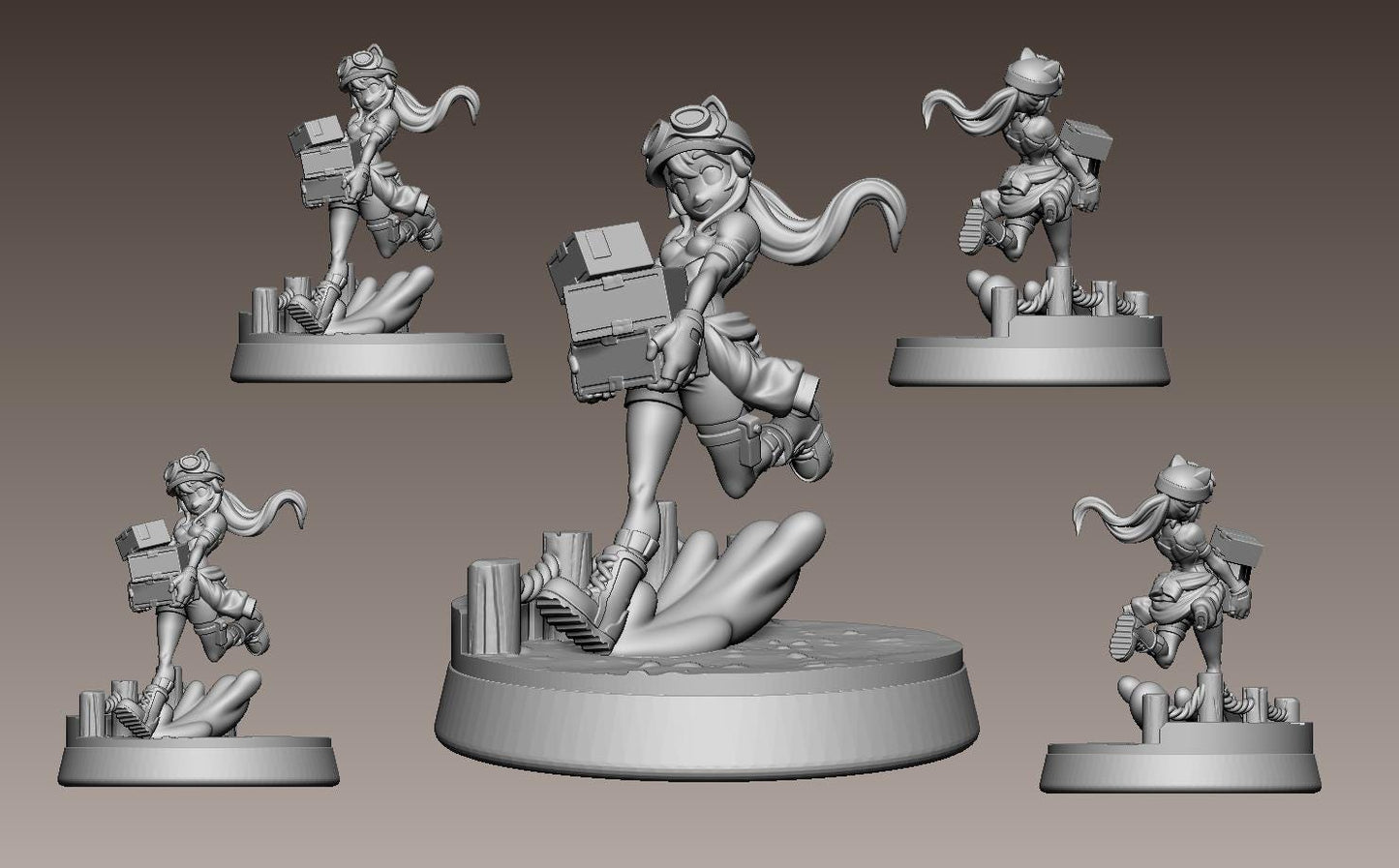 Delivery Girl Miniature - 28mm / 32mm / 36mm / 75mm - LPOMC - Unpainted Resin Printed Figure for D&D, TTRPGs, and Board Games