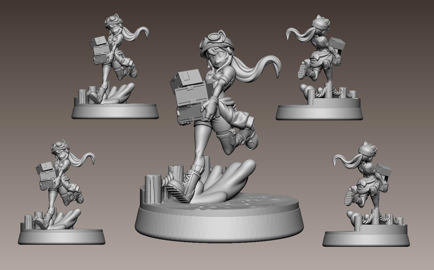 Delivery Girl Miniature - 28mm / 32mm / 36mm / 75mm - LPOMC - Unpainted Resin Printed Figure for D&D, TTRPGs, and Board Games