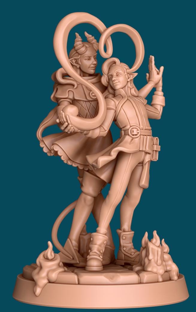 Tango & Syrre Miniature - Awkward Penguin’s Minis - 28mm / 32mm / 36mm - Resin Printed Figure for TTRPGs and Painting