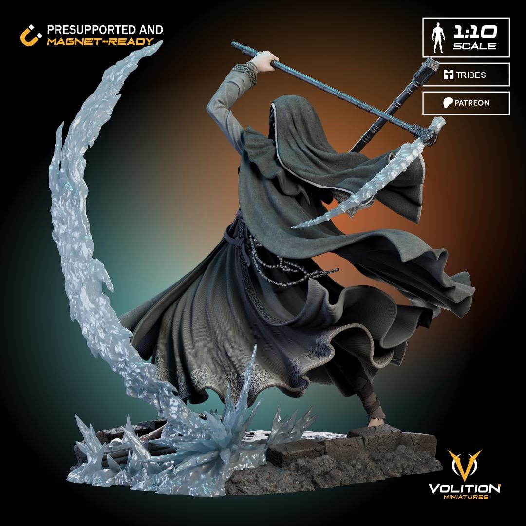 Frost Nun Figure - 28mm / 32mm / 36mm / 1:10 - Volition Miniatures - Resin Printed Figurine for D&D, TTRPGs, and Board Games