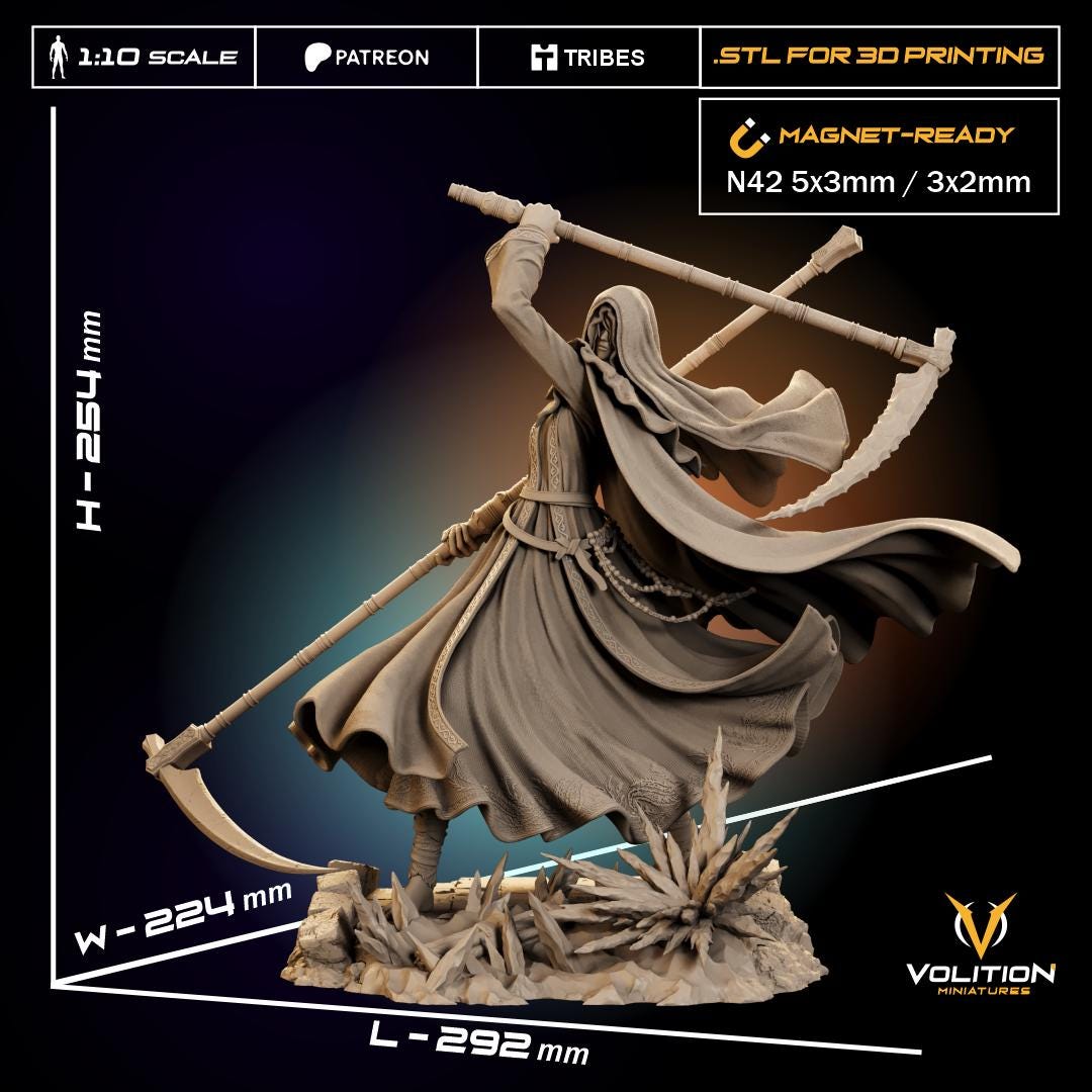 Frost Nun Figure - 28mm / 32mm / 36mm / 1:10 - Volition Miniatures - Resin Printed Figurine for D&D, TTRPGs, and Board Games